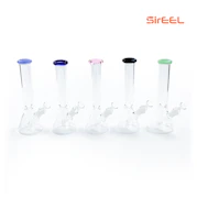 8" Beaker Bong w/ Color Lip