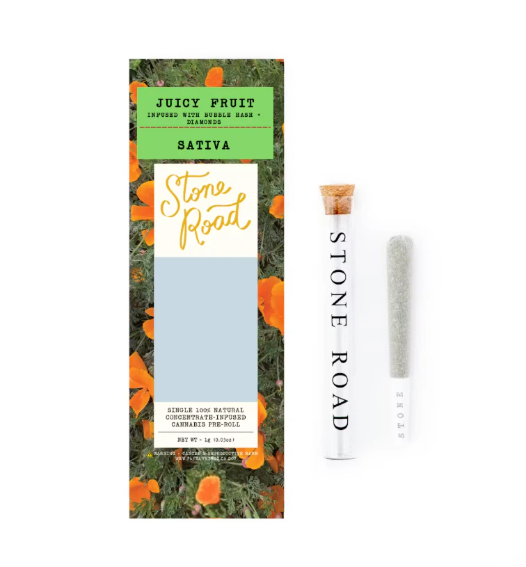 STONE ROAD - Stone Road- Juicy Fruit- Hash + Diamond Infused 1g Preroll Main Image