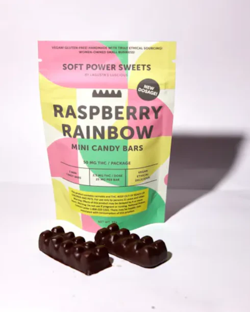 Soft Power Sweets - Soft Power Sweets- Raspberry Rainbow Mini Candy Bars- 2pk / 50mg per pkg Main Image