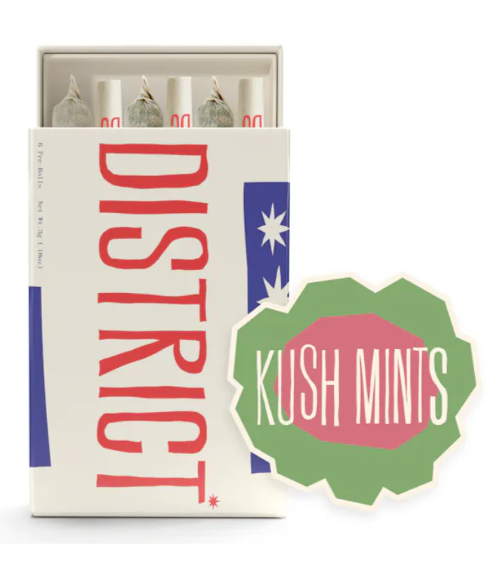 District Cannabis - Preroll 6 Pack - Kush Mints - Hybrid - 0.5g each - 3g Total  Main Image