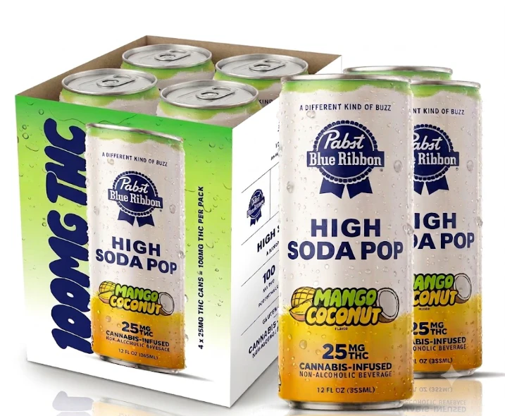 Pabst - Pabst Blue Ribbon - High Soda Pop - Mango Coconut - 4pk - 100mg Main Image