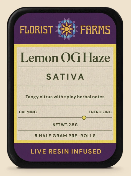 Florist Farms - Lemon OG Haze 5pk Infused Prerolls - Sativa | Florist Farms Main Image