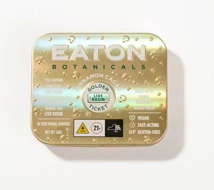 Eaton Botanicals - Eaton Botanicals | Edibles | Live Rosin Gummy | Golden Ticket | Cinnamon Cacao| 5mg | 100mg Main Image