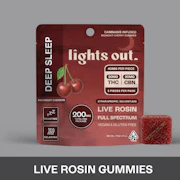 LIGHTS OUT: Midnight Cherry Sleep 1:1 (THC:CBN) Live Rosin Gummies (I)