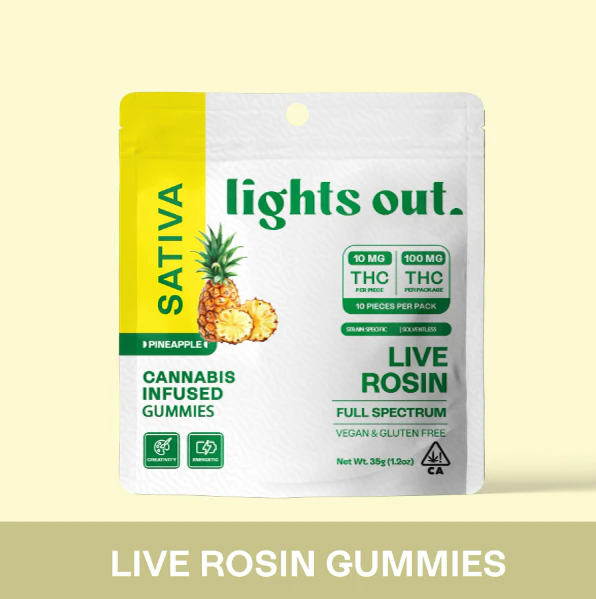 Lights Out - LIGHTS OUT: Pineapple Live Rosin Gummies 10-Piece/100mg (S) Main Image