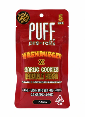 PUFF - PUFF | HASHBURGER X GARLIC COOKIES - 5PK INFUSED | PREROLL | 2.5G Main Image