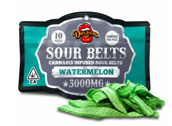 Devour - Watermelon - 3000mg Cannabis Infused Sour Belts (Devour) Main Image
