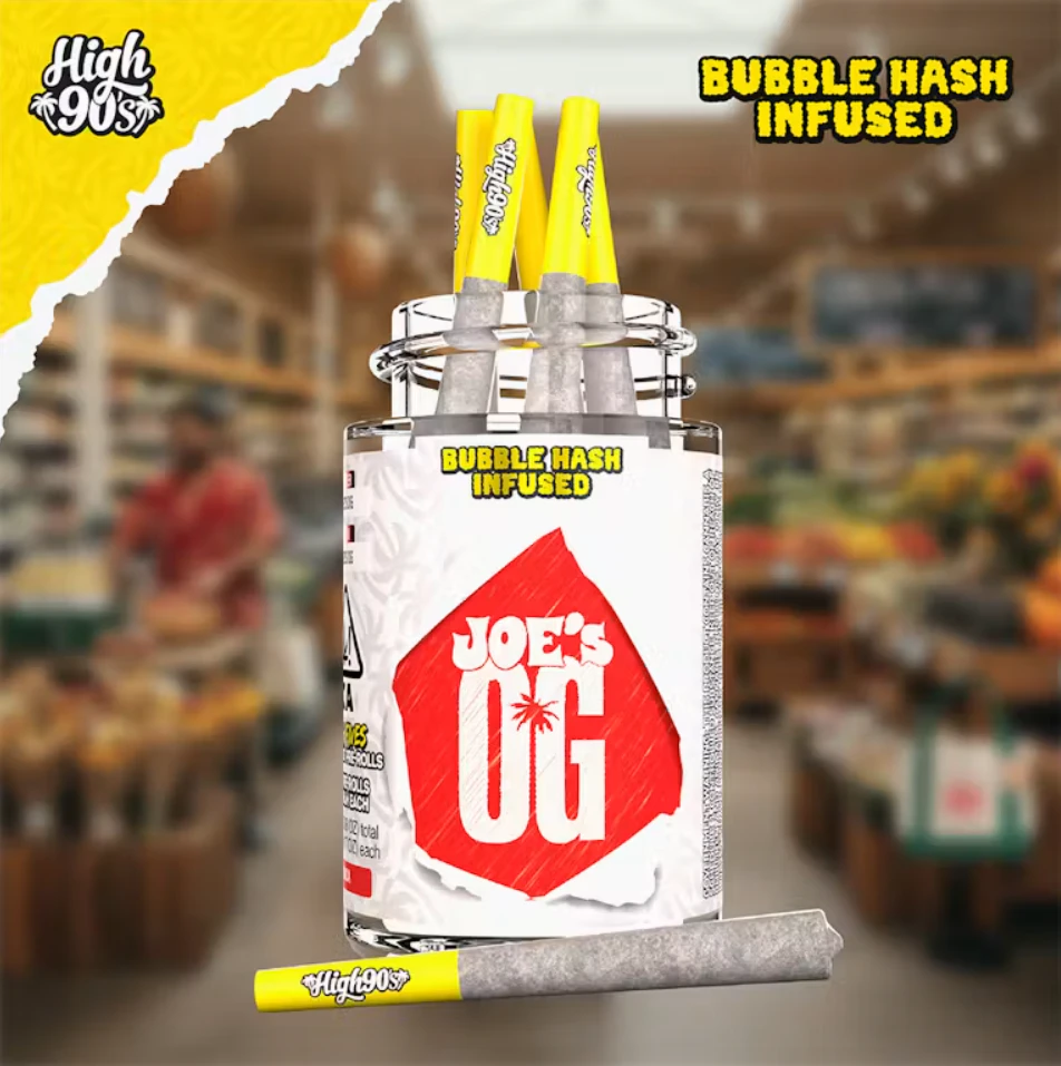HIGH 90s - High 90s - Bubble Hash - Joe's OG - Infused Preroll Pack - 5pk - 2.5g Main Image