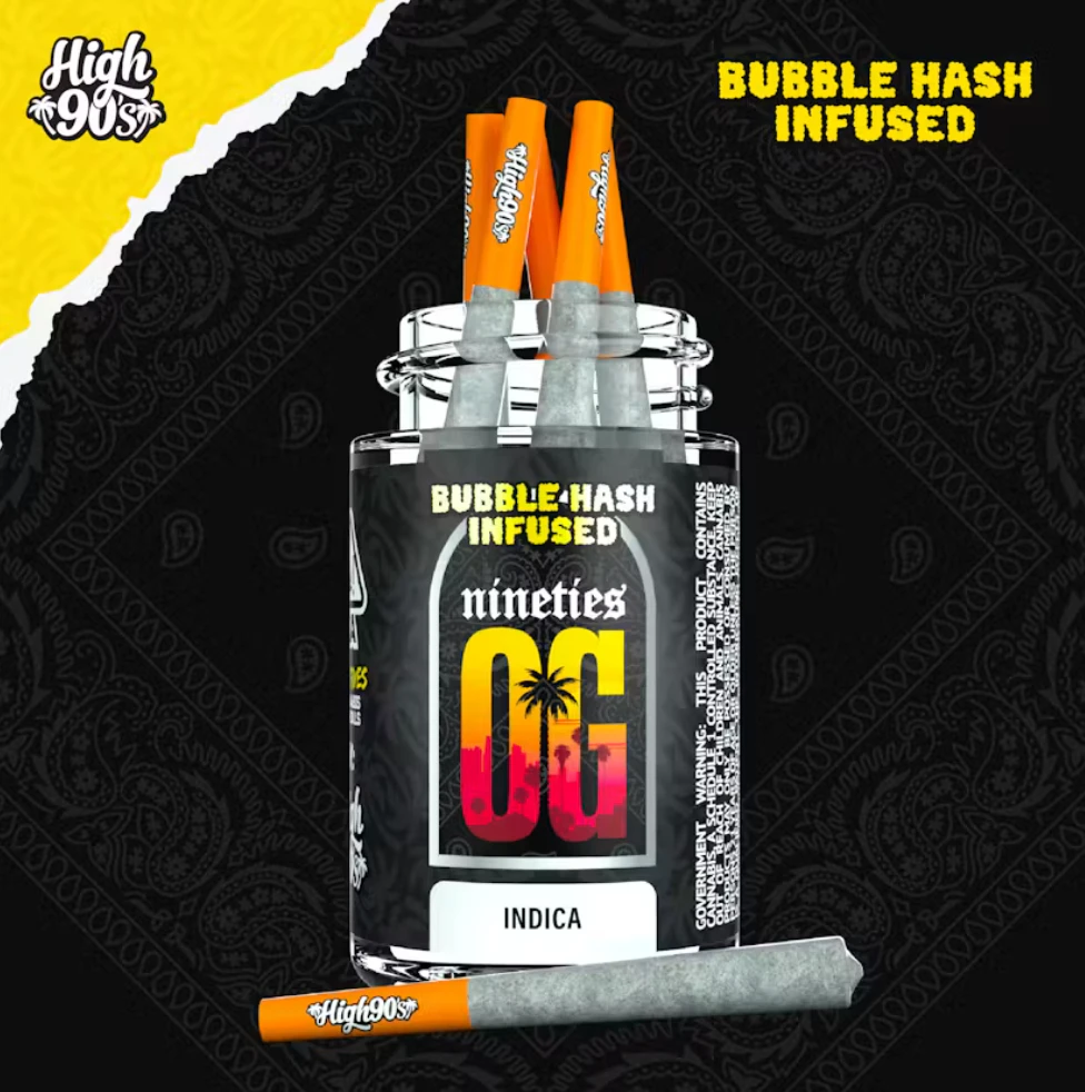 HIGH 90s - High 90s - Bubble Hash - Nineties OG - Infused Preroll Pack - 5pk - 2.5g Main Image