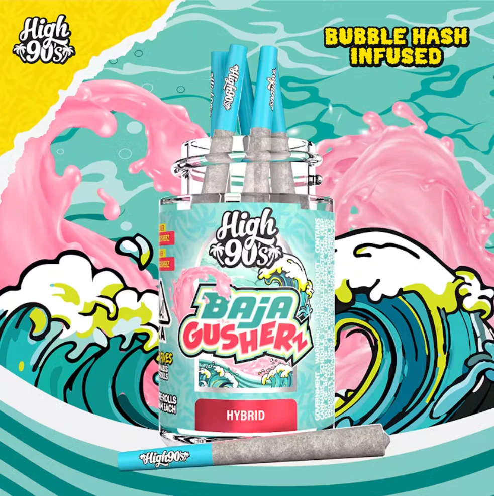 HIGH 90s - High 90s - Bubble Hash - Baja Gusherz - Preroll Pack - 5pk - 2.5g Main Image