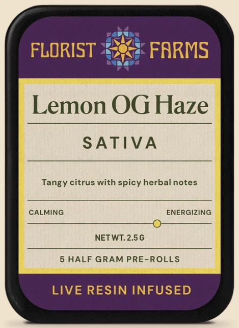 Florist Farms - Florist Farms - Lemon OG Haze - 5-Pack Infused Prerolls Main Image