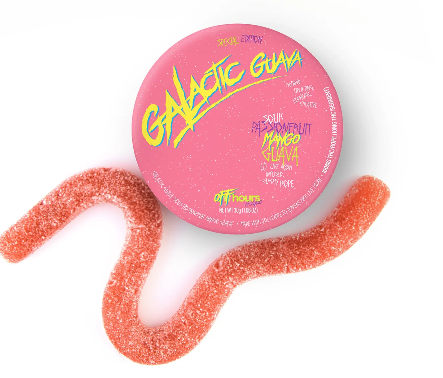 Off Hours - OFFHOURS - GALACTIC GUAVA - SOUR PASSIONFRUIT MANGO GUAVA - LIVE ROSIN ROPE 100MG Main Image