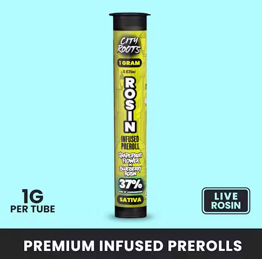 CITY ROOTS - CITY ROOTS: Grapefruit x Blueberry Rosin Infused 1g Pre-Roll (S) Main Image