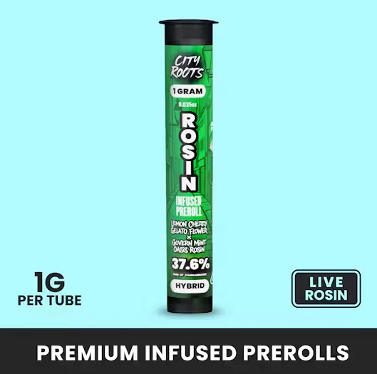 CITY ROOTS - CITY ROOTS: Lemon Cherry Gelato x Govern Mint Oasis Rosin Infused 1g Pre-Roll (H) Main Image