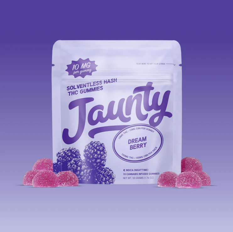 Jaunty - Dreamberry Solventless Hash 10pk Gummies - Indica | Jaunty Main Image