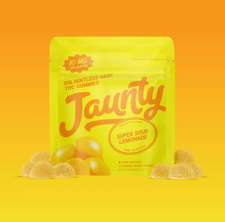 Jaunty - Super Sour Lemonade Solventless Hash 10pk Gummies - Hybrid | Jaunty Main Image
