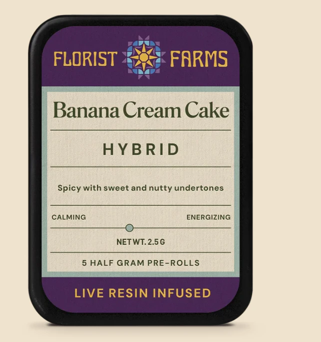 Florist Farms - Florist Farms | PreRoll | Live Resin Infused | Banana Cream Cake | 5pk | 2.5g Main Image