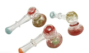 4" Spotted Transparent Art Bubbler (Color Vary)