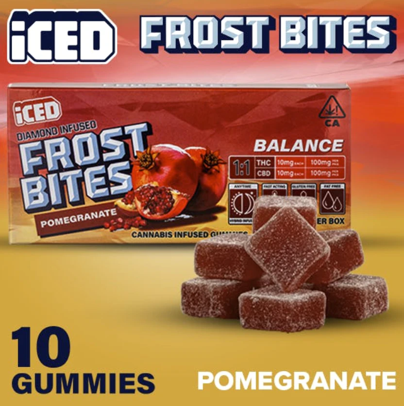 ICED - ICED - Gummies - Frostbites - 10mg THC 10mg CBD 10pk - Balance - Pomegranate Main Image