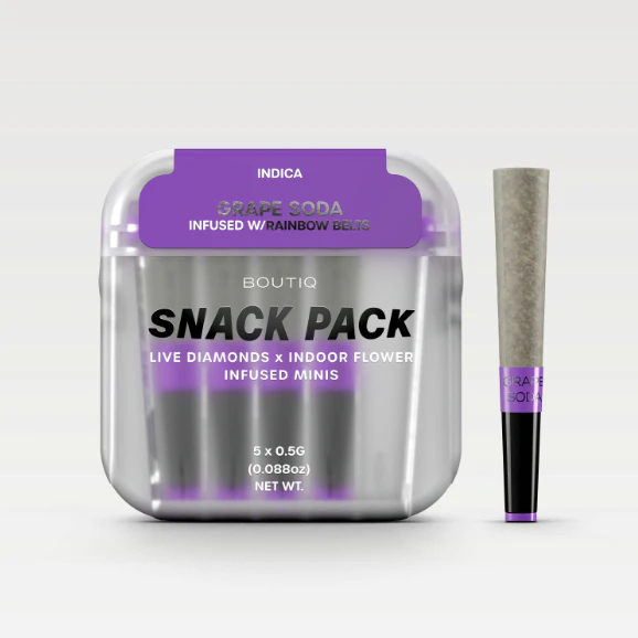Boutiq - Boutiq | Grape Soda x Rainbow Belts (Snack Pack) | Diamond Infused Pre-Roll 5 Pack | 2.5g Main Image