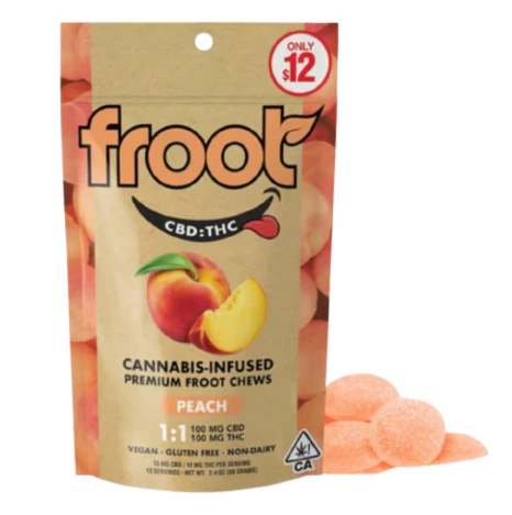 Froot - Froot Peach 1:1 CBD:THC 100mg Gummies Main Image