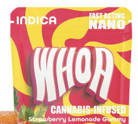 Whoa: WHOA Edibles Gummy Single 10mg Indica Strawberry Lemonade