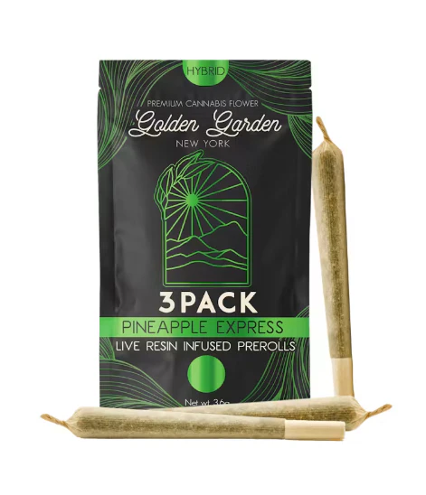 Golden Garden - Golden Garden- Pineapple Express- 1.2g 3pk live resin infused prerolls Main Image