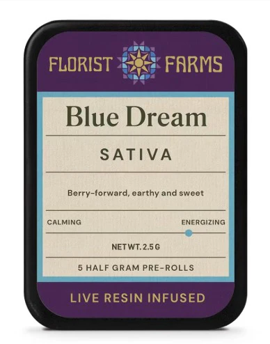 Florist Farms - Florist Farms Blue Dream Live Resin Infused 0.5g Prerolls 5pk Main Image