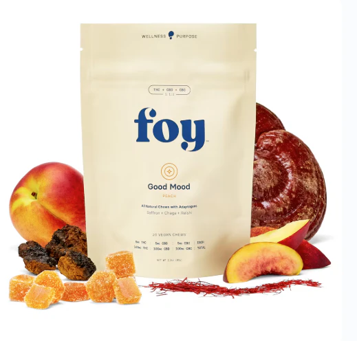 Foy - Foy | Good Mood | Peach Gummies | Organic Adaptogens | 1:1:1 THC:CBD:CBC | 100mg | 20pk Main Image