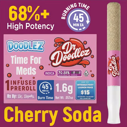 Doodlez - Doodlez - Dr. Doodlez Cherry Soda single infused preroll 1.6g (I) Main Image
