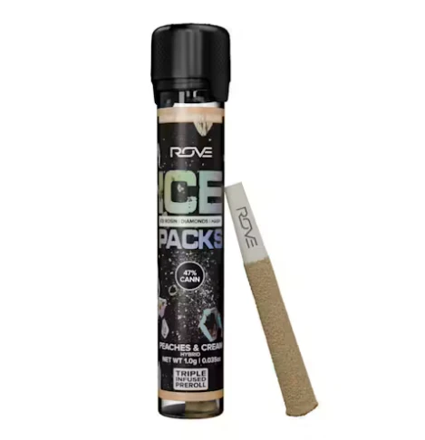ROVE - Peaches & Cream Ice Rosin Diamonds Hash Infused PreRoll - 1g - ROV Main Image