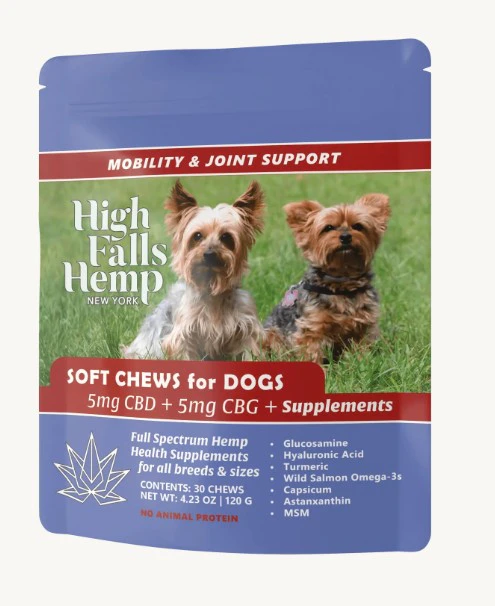 High Falls Canna NY - High Falls Canna | Edibles | Mobility and Join Support | Soft Chews for Dogs | 5mg CBD;CBG | 30 Chews Main Image