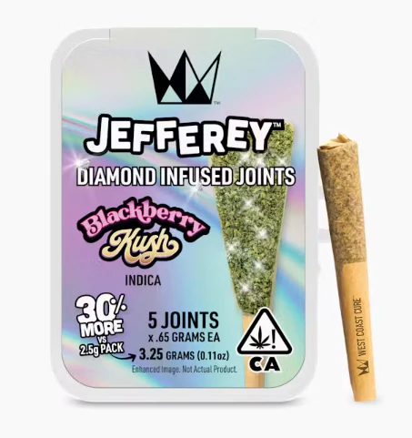 West Coast Cure - Blackberry Kush - Jefferey Infused Joint .65g 5 Pack Main Image