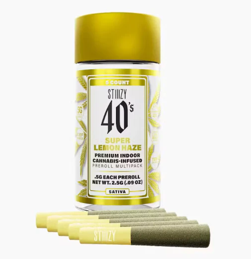 STIIIZY - SUPER LEMON HAZE - .5G 40's Infused Preroll 5 Pack Main Image