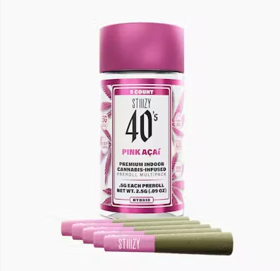 STIIIZY - Stiiizy- PINK ACAI - .5G 40's Infused Preroll 5 Pack Main Image