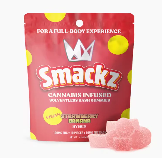 West Coast Cure - Strawberry Banana Flavored Solventless hash Gummies - 10x 10mg/gummy Main Image