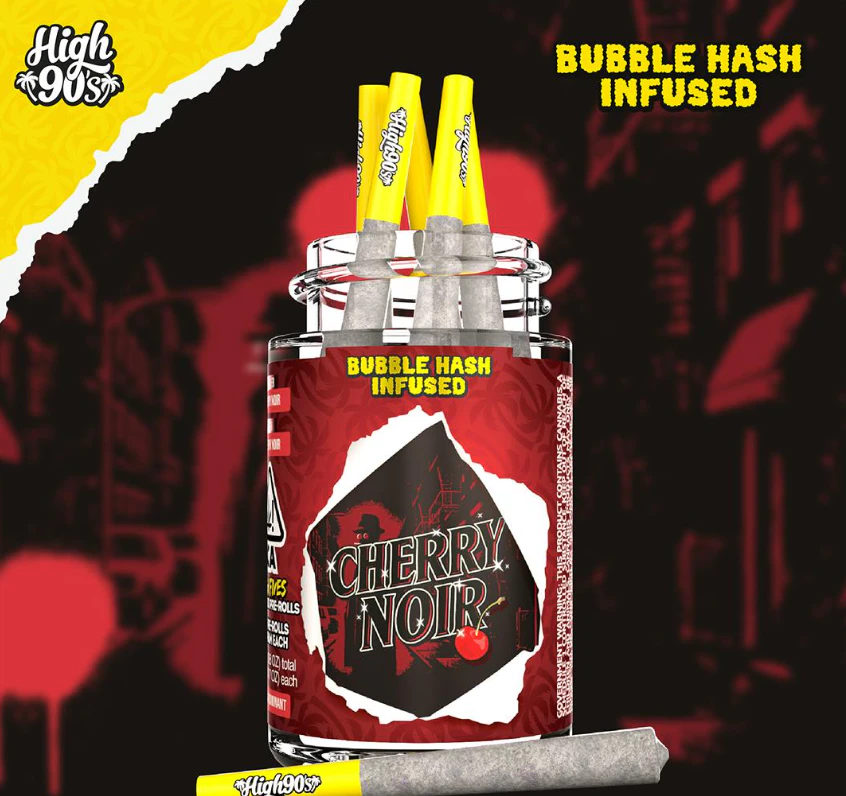 HIGH 90s - Cherry Noir - 0.5g Bubble Hash Infused Pre-rolls 5 pack (High 90's) Main Image