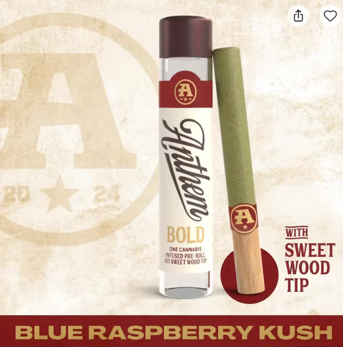 Anthem - Anthem Bold - Blue Raspberry Kush Wood Tip- 1g Infused Preroll Main Image
