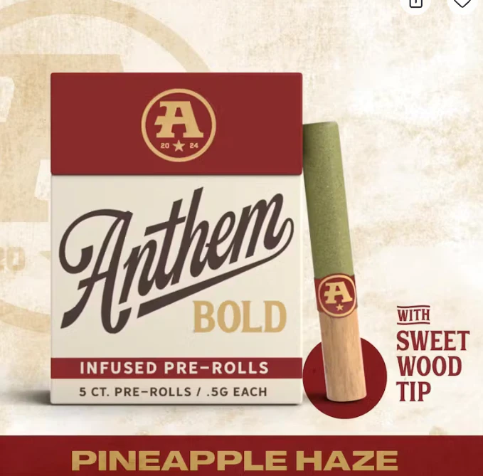 Anthem - Anthem BOLD | Pineapple Haze | Wood Tip Infused 5pk Pre-Roll Main Image