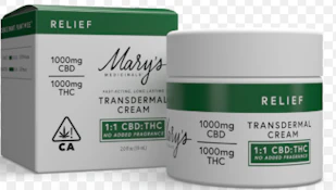 [Mary’s Medicinals] Transdermal Cream - 1000mg - 1:1 Relief 2oz No Added Fragrance 