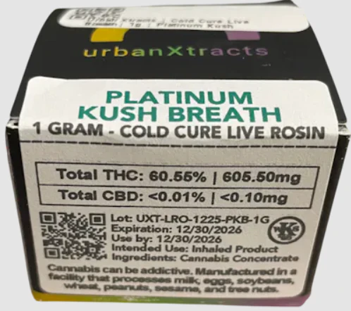 urbanXtracts - Urban Xtracts- Platinum Kush Breath- 1g Solventless "Dad" Hash Main Image