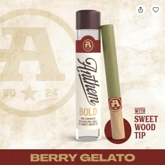 Anthem - Anthem | Preroll | Infused | Bold | Wood Tip | Berry Gelato | 1G Main Image