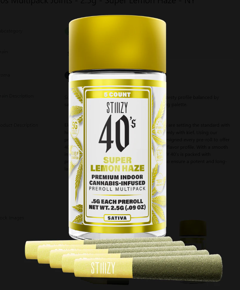 STIIIZY - Stiiizy - Super Lemon Haze - Infused 5pk Prerolls Main Image
