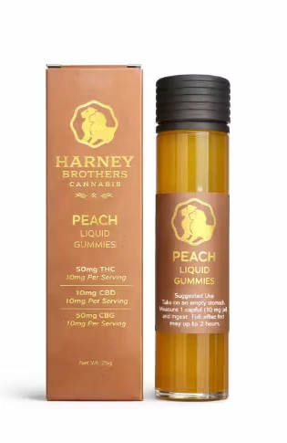 Harney Brothers Cannabis - Harney Brothers | Peach Liquid Gummies | Bottle | 50mg | 25g Main Image