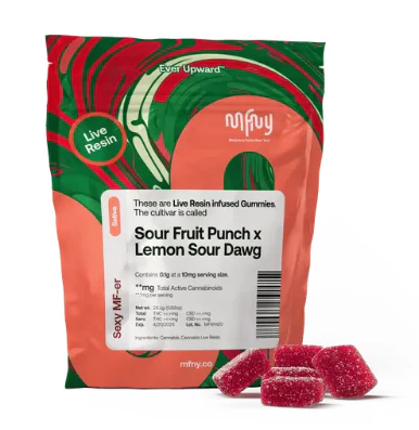 MFNY - Sour Fruit Punch x Lemon Sour Dawg 10pk Live Resin Gummies - Sativa | MFNY Main Image