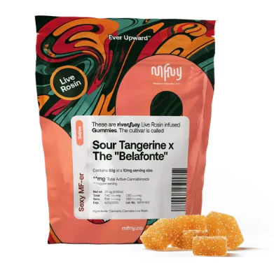 MFNY - Sour Tangerine x The Belafonte 10pk Live Rosin Gummies - Sativa | MFNY Main Image