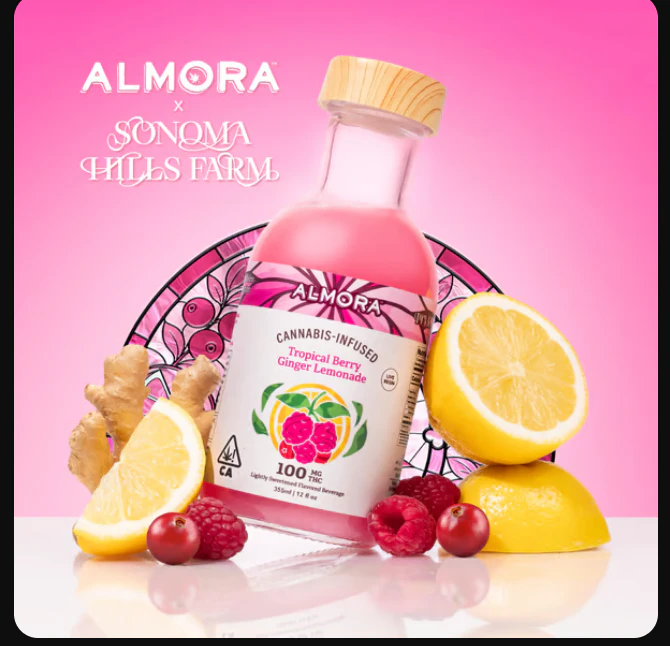 Almora - [Almora Farm] THC Beverage - 100mg - Tropical Berry Ginger Lemonade - Pink Jesus (H) Main Image
