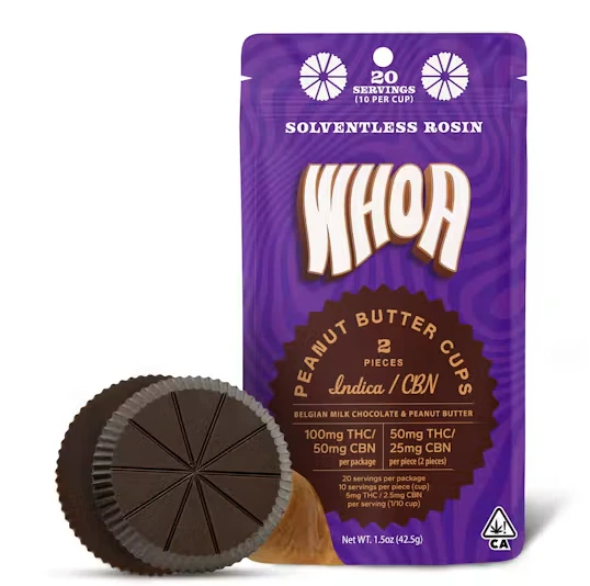 Whoa - WHOA Edibles Rosin Chocolate Cups 150mg Indica Peanut Butter Cups Sleep Main Image