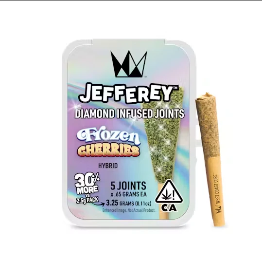 West Coast Cure - WEST COAST CURE: Frozen Cherries Jefferey .65g Infused Pre-Rolls 5pk/3.25g (H) Main Image