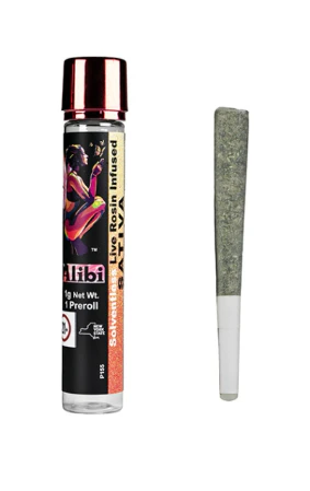 Alibi - Alibi | Pre-roll | Infused Pre-Rolls | Live Rosin Infused Ceramic Tip - Super Silver Haze x Tropical Cooler | 1g Main Image
